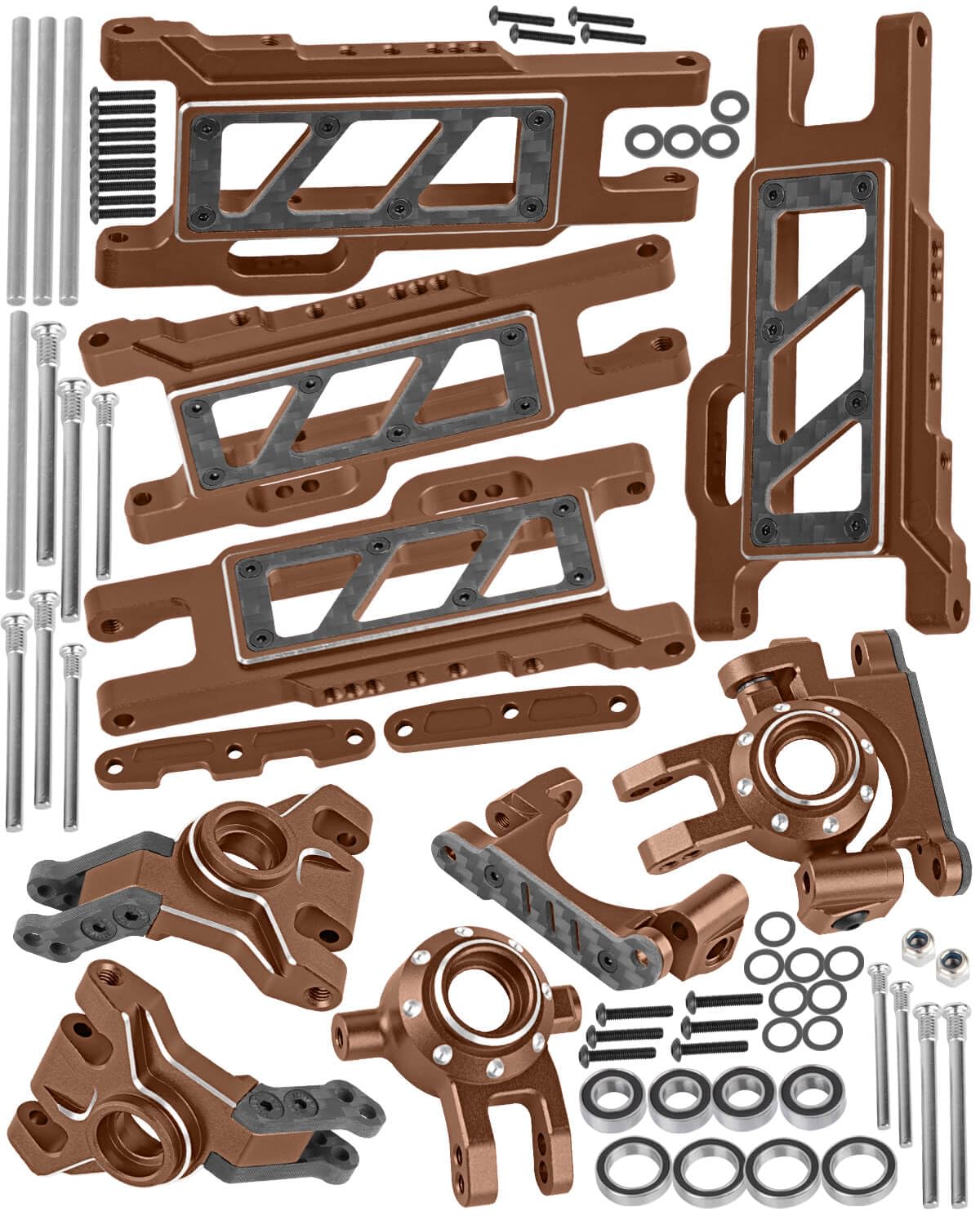 RC Upgrades Part for 1/10 Slash/Rustler/Jato/Stampede/Hoss 4X4 4WD VXL,Aluminum Suspension Arms & Caster Block & Steering Blocks & Rear Stub Axle Carriers & Arm Suspension Mount,Navy Blue