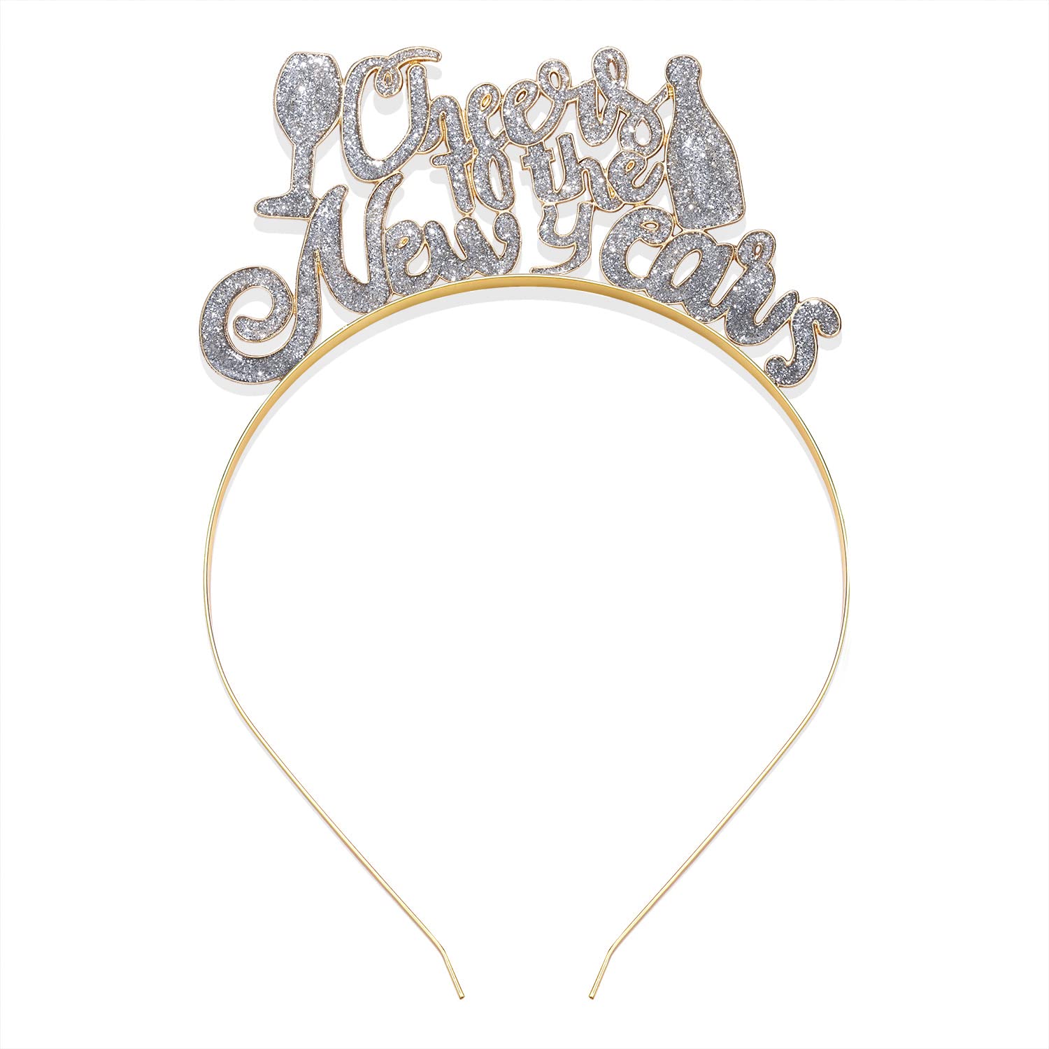 HSWE New Years Headbands Women Glitter Cheers to the New Years Hairband New Year’s Eve Hair Hoop Holiday Party Decorations