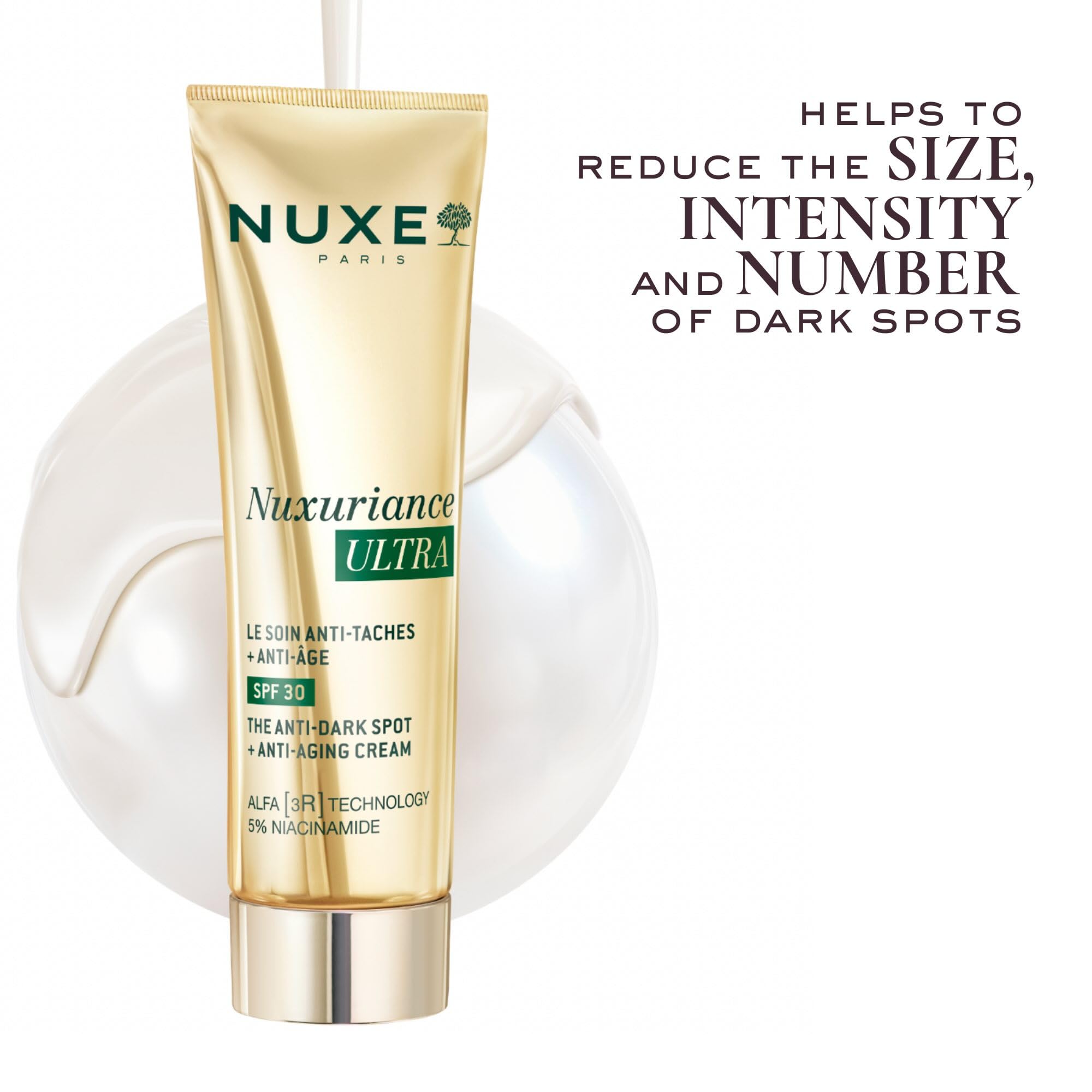 Nuxe Nuxuriance Ultra Crème anti-taches et anti-âge SPF30 50 ml, triple action hydratante pour peaux matures, cible les taches brunes, les rides et la perte de fermeté, crème protectrice quotidienne