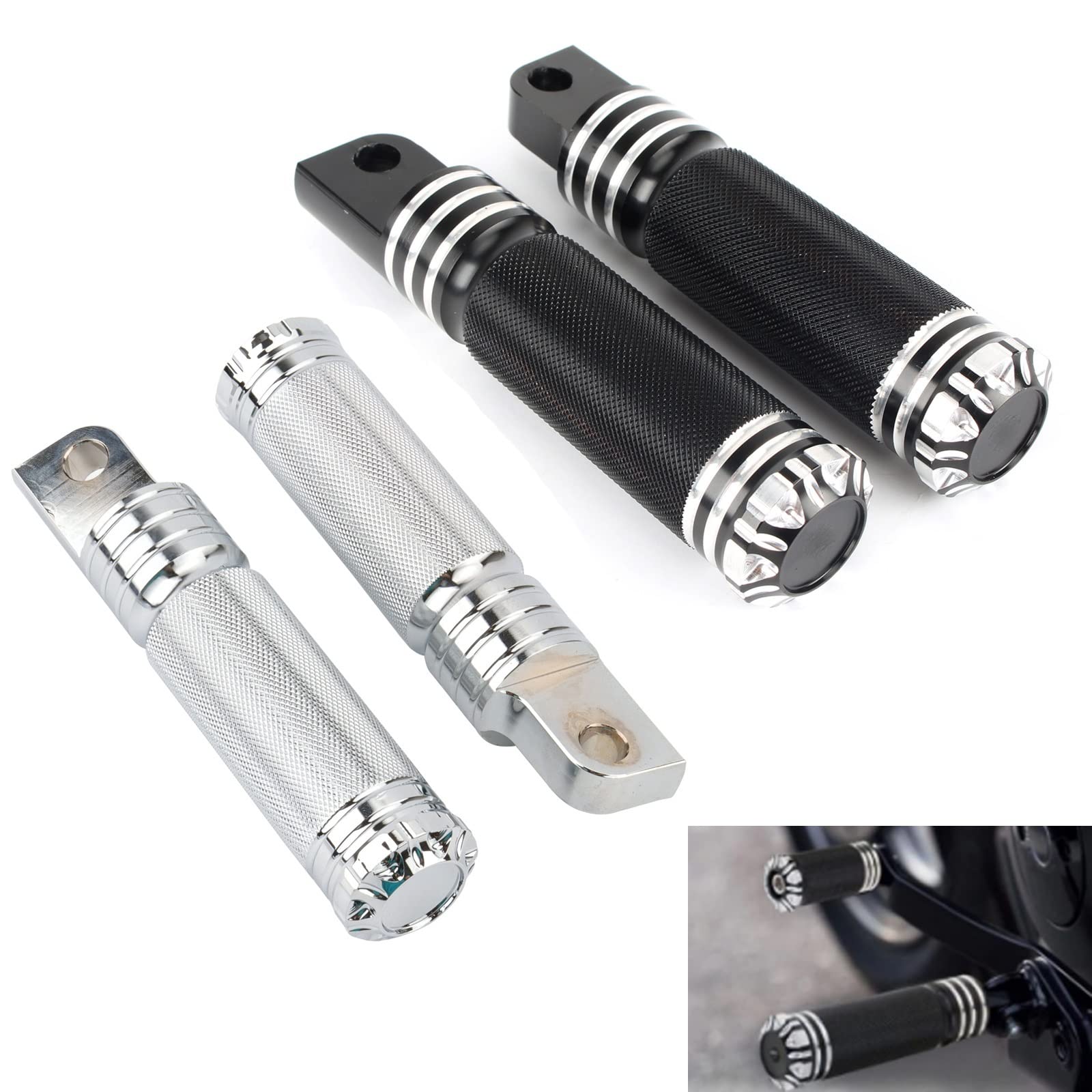Estriberas Moto Pedal del reposapiés de la clavija del pie trasero delantero de la motocicleta de montaje macho ReposapiéS Para Moto (Color : Black White D)
