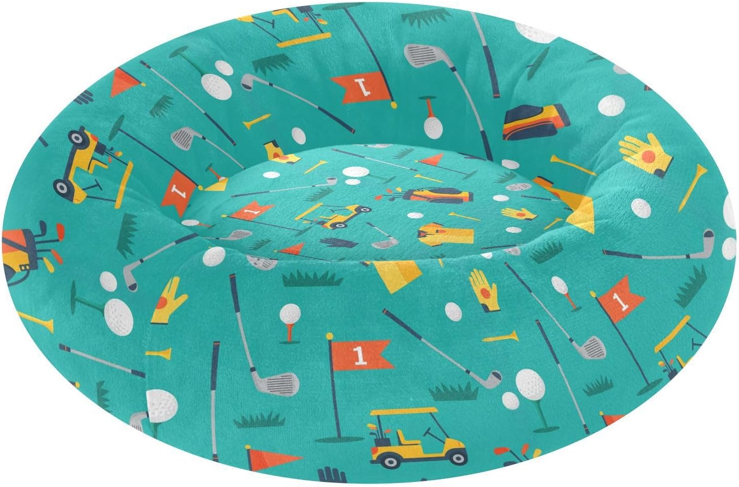 Golf Field Car Pattern Dog Bed Small Medium Dog Bed Washable Donut Cat Beds Cute Pet Puppy Beds for Pets Supplies with Washable Cover,M