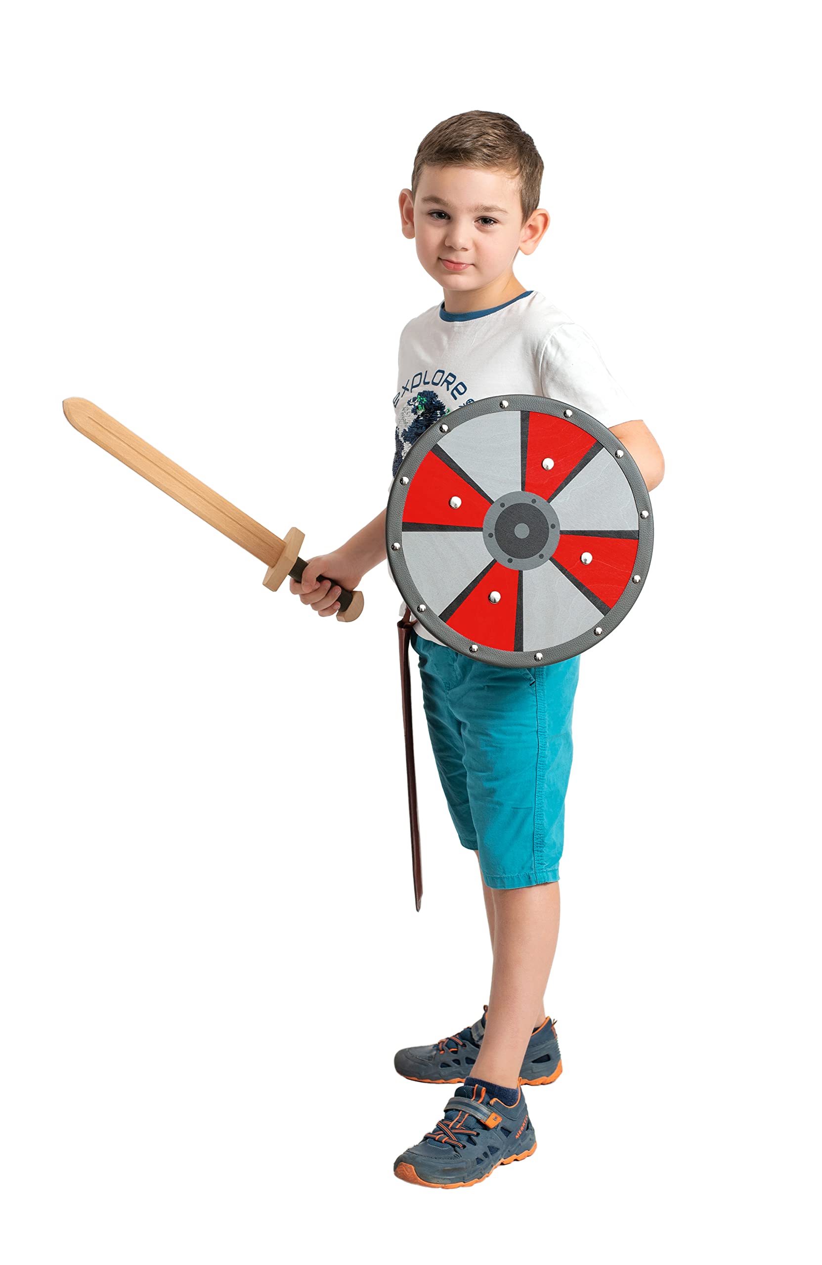 WOODSY ® Houten zwaard voor kinderen met schede (set van 3) | 52 cm lang echt hout van beukenhout | ridderzwaard kinderen kinderen zwaard speelgoed zwaard carnaval middeleeuwen