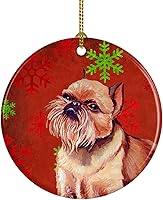 Vista 59 de Caroline's Treasures Dachshund copos de nieve rojos y verdes, adorno de cerámica de Navidad para colgar en el árbol de Navidad, decoración