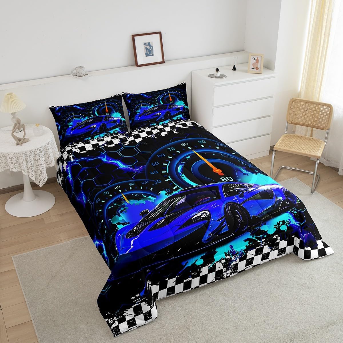 Feelyou Kids Blue Race Car Comforter Full Size for Boys Girls image 3