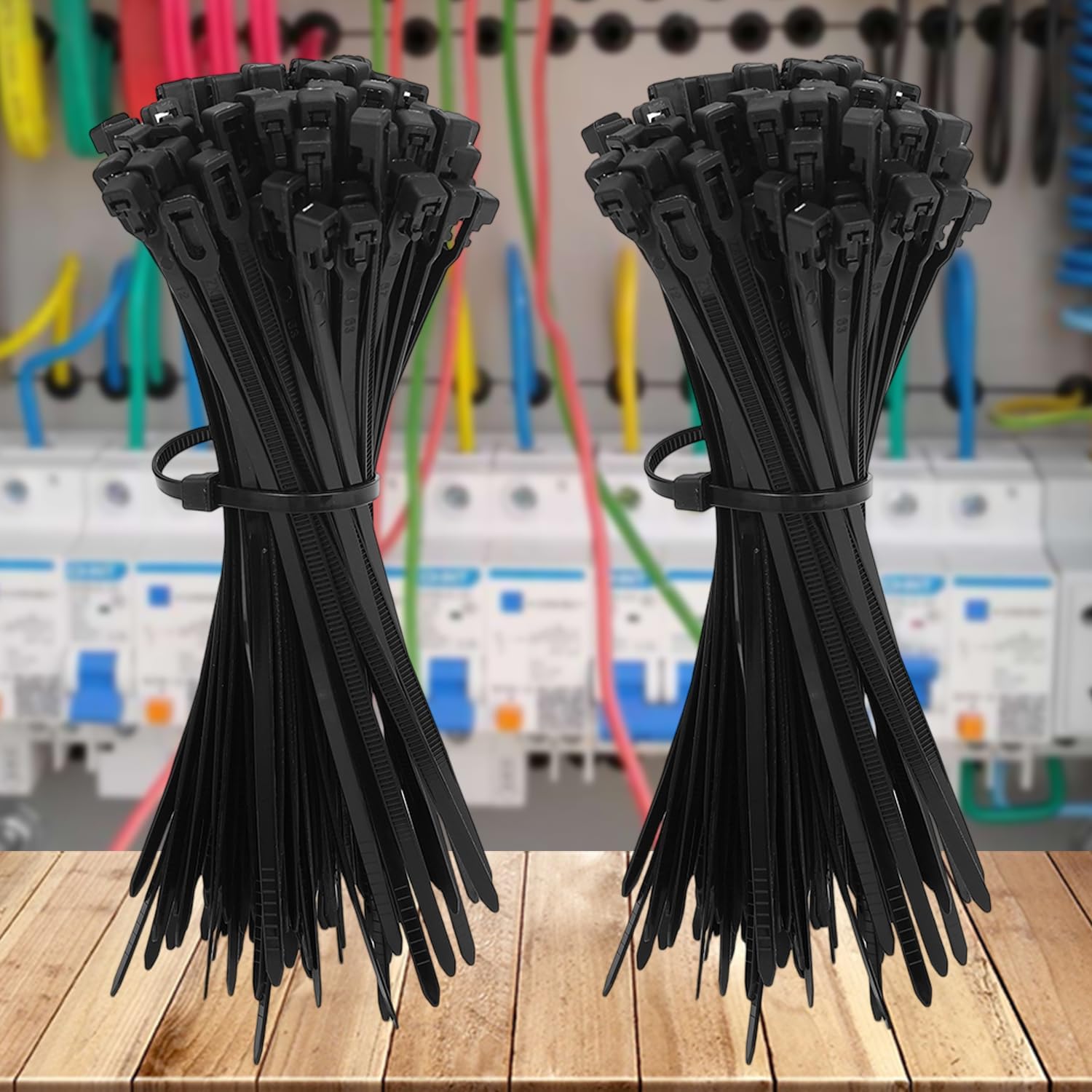 100PCS Removable Nylon Cable Ties Colorful Fixed Cables Organizer Self-locking Plastic Fastening Rings,Black