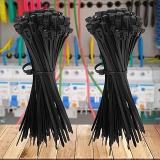 100PCS Removable Nylon Cable Ties Colorful Fixed Cables Organizer Self-locking Plastic Fastening Rings,Black