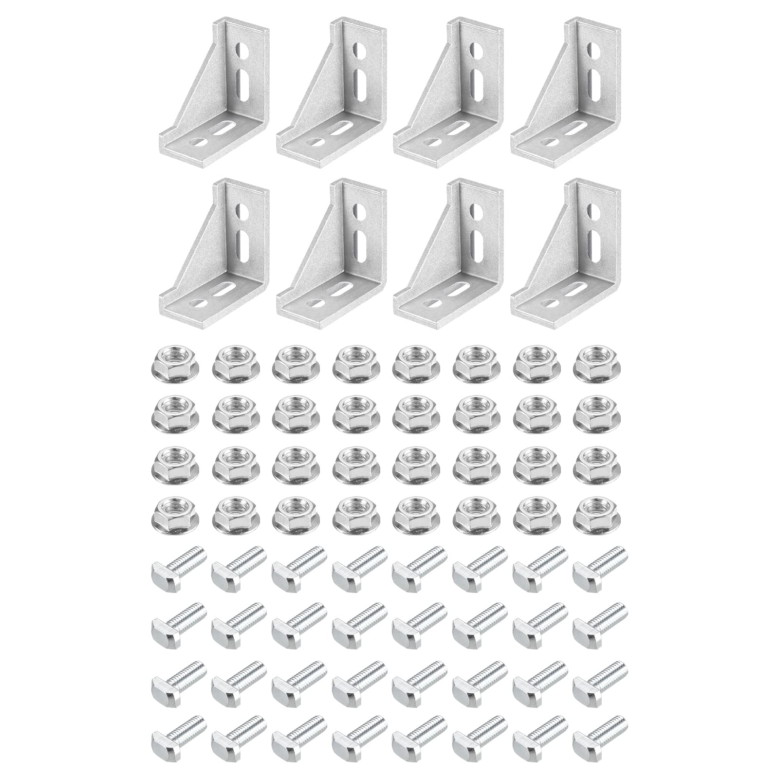 Lot De 8 Soufflets/Connecteurs D'Angle Intérieur 38x38x18mm Argent - Pour Profilés 2040 - Neufs