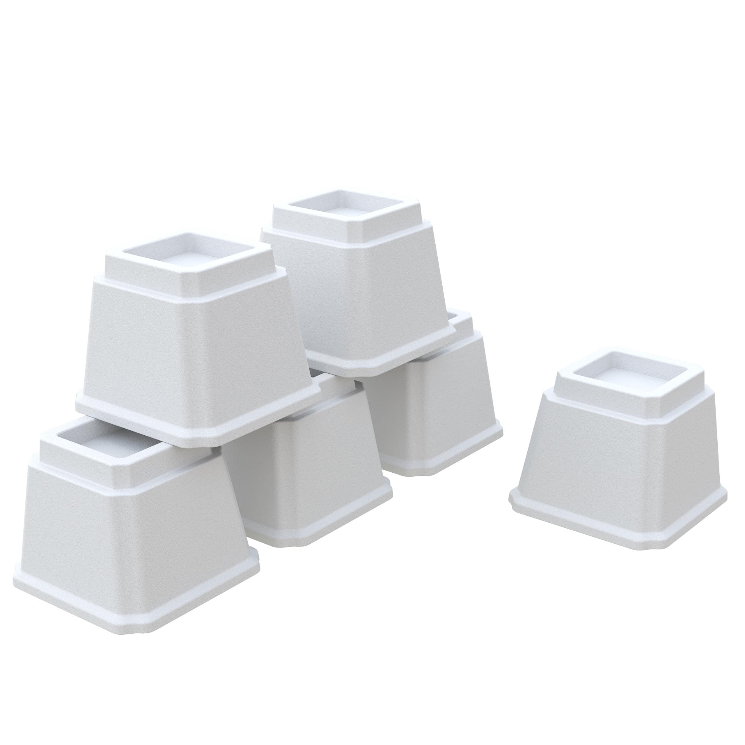 Elevadores de cama de 4 pulgadas, elevadores de cama resistentes, juego de 6 elevadores de muebles de 3 libras para sofá y mesa, color blanco