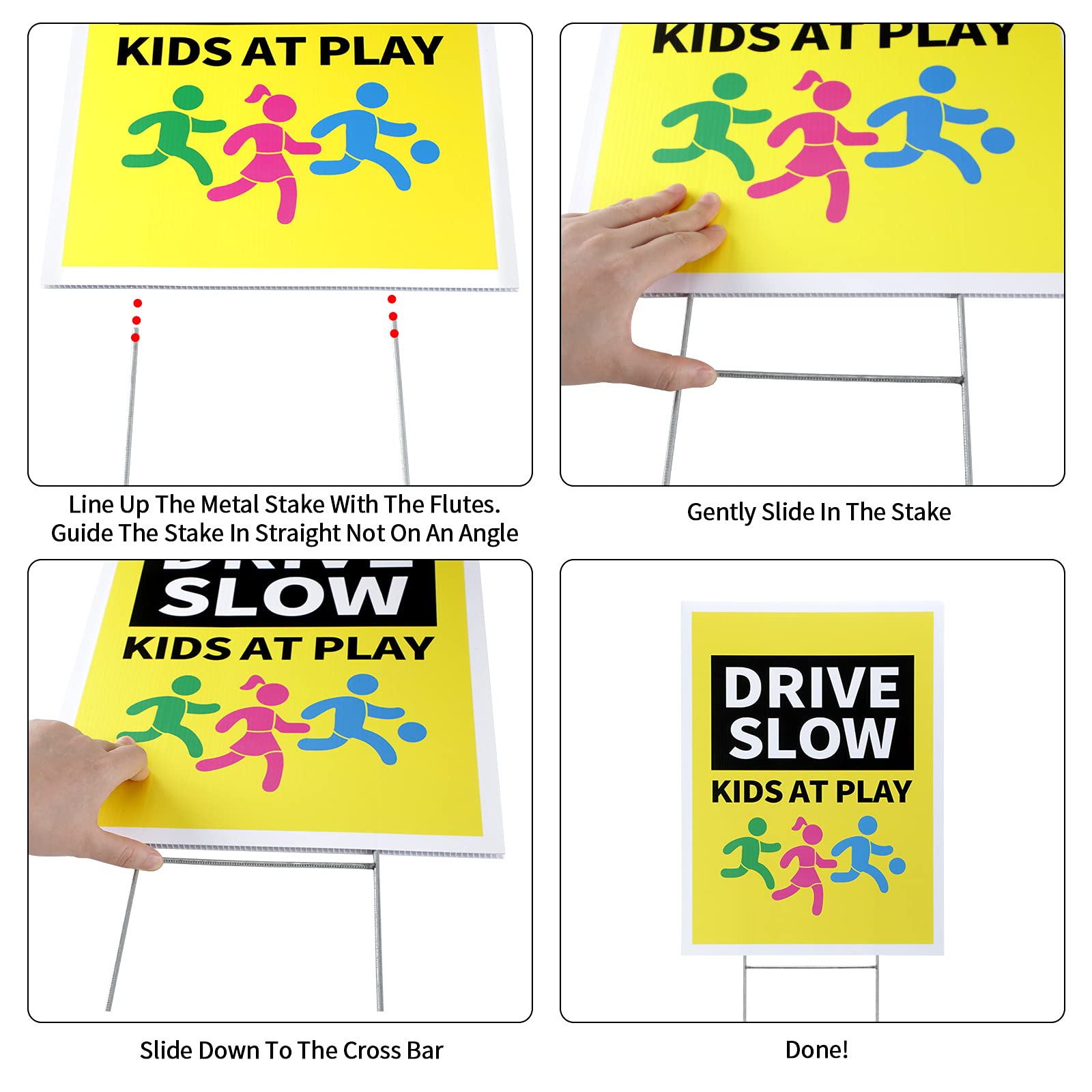 Drive Slow Signs With Metal Stakes Kids At Play Safety | Desertcart OMAN