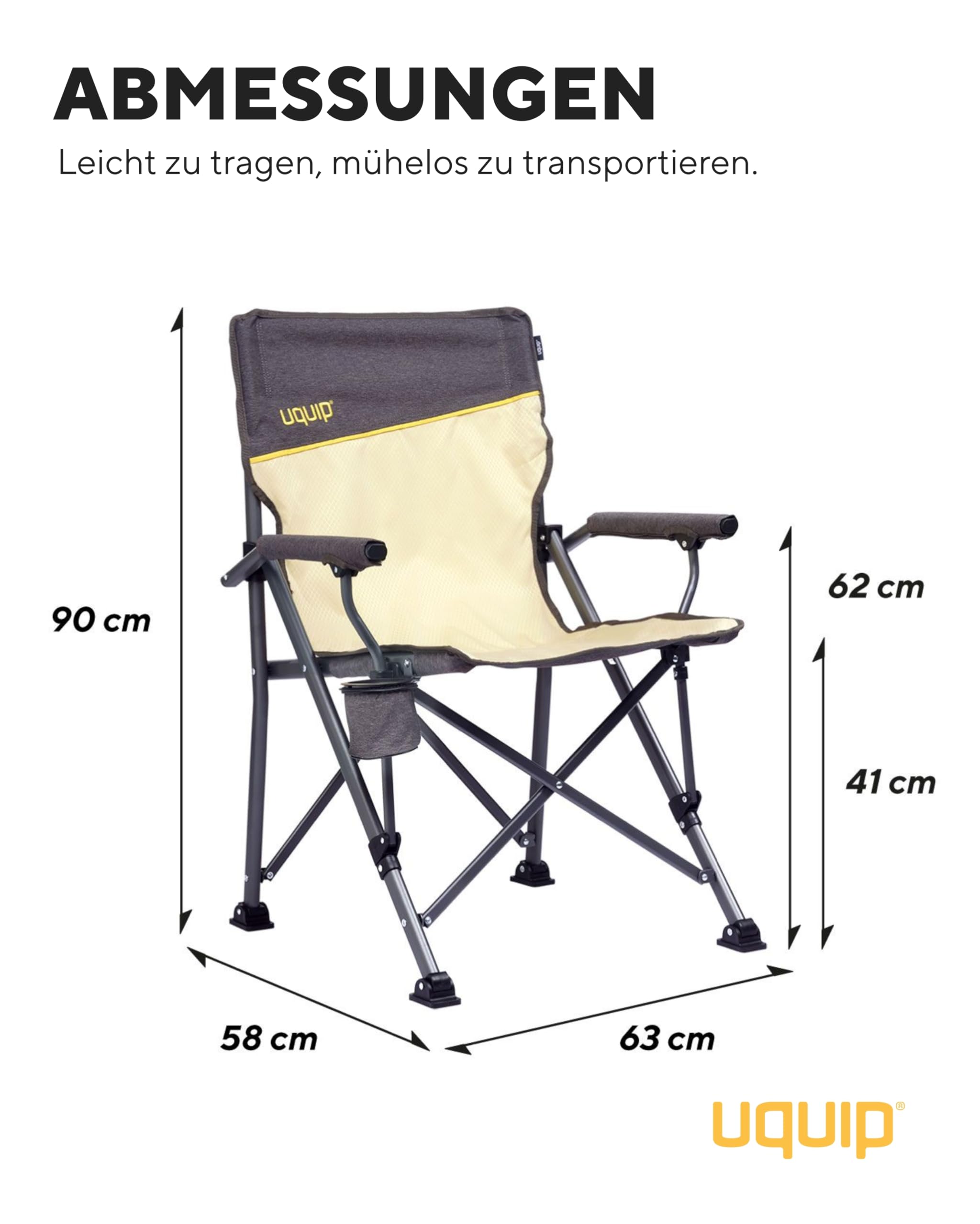 Uquip Campingstuhl Roxy boulder I faltbarer Klappstuhl mit 120 kg Traglast I kompakter Faltstuhl aus Stahl & Polyester I klappbarer Outdoor-Stuhl für Camping, Strand, Angeln, Garten & Festivals Küche, Haushalt