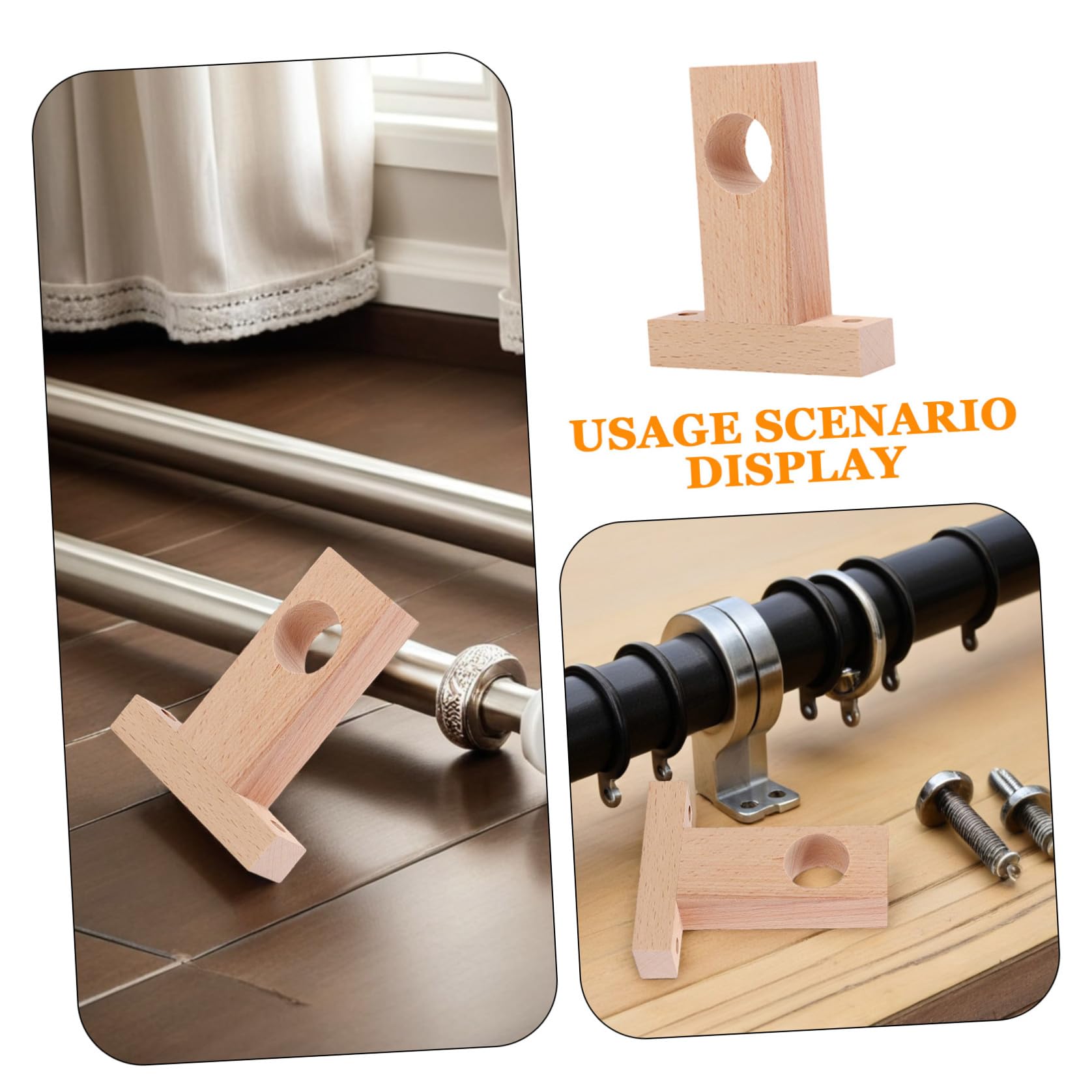 Supporti per Aste per Tende in Legno 4 Pezzi Ganci per Tende da Parete Robusti Resistenti all'Usura Staffe per Bastoni per Camera da Letto e Soggiorno