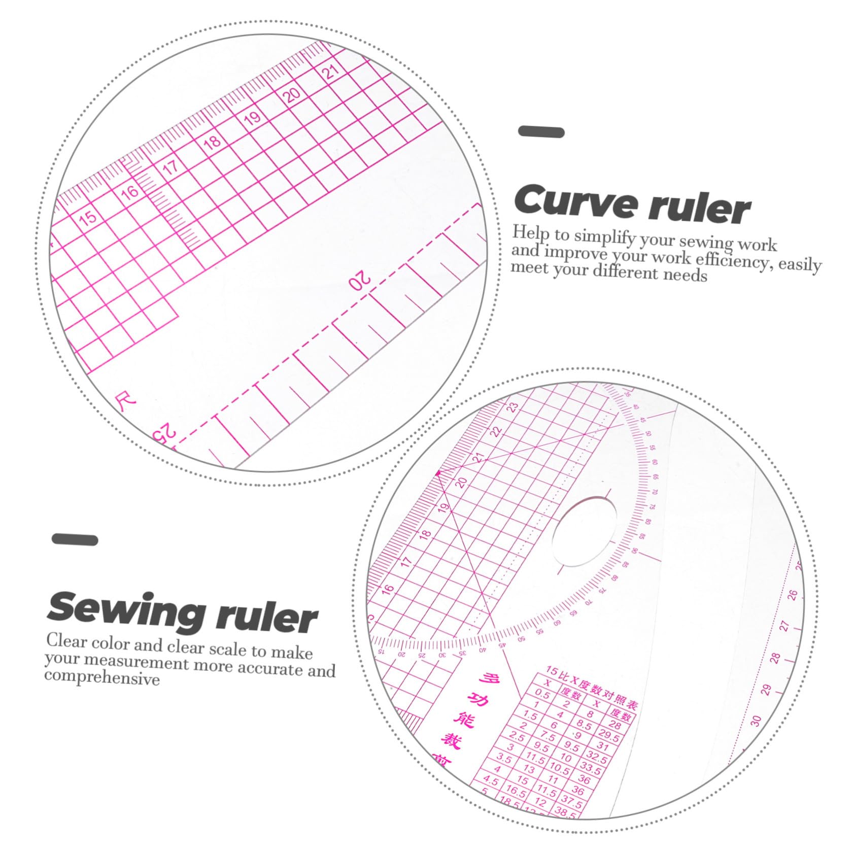 Juego de Reglas de Costura y Corte, Curva Francesa para Patrones | Pvc Ligero, 1 Set para Dibujo y Diseño Textil, Uso Manual, Apto Principiantes y Profesionales