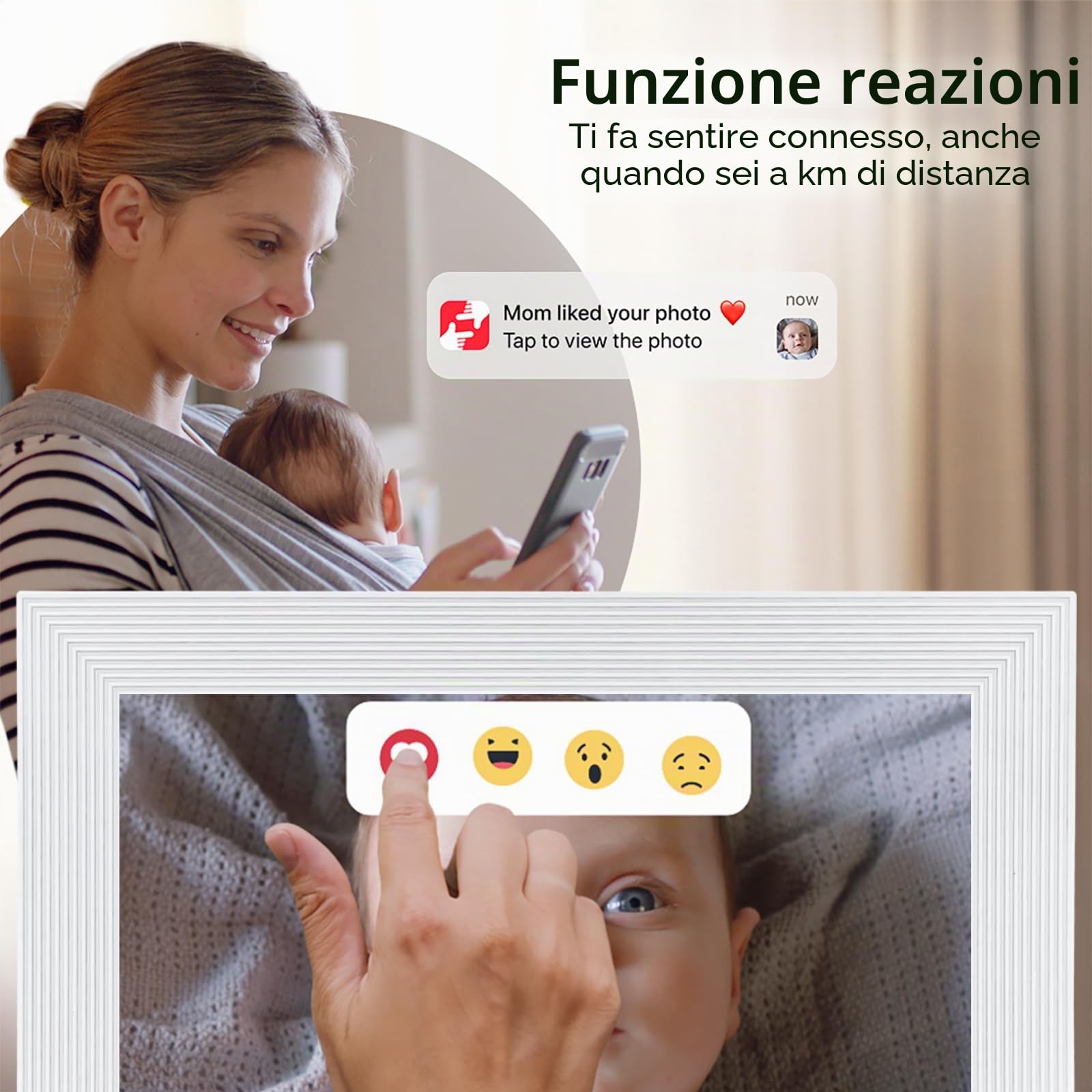Frameo - Cornice per foto digitale WiFi da 10,1 pollici, con memoria da 32 GB e slot SD, cornice elettronica IPS touch screen con rotazione automatica, regalo per mamma, riscaldamento della casa