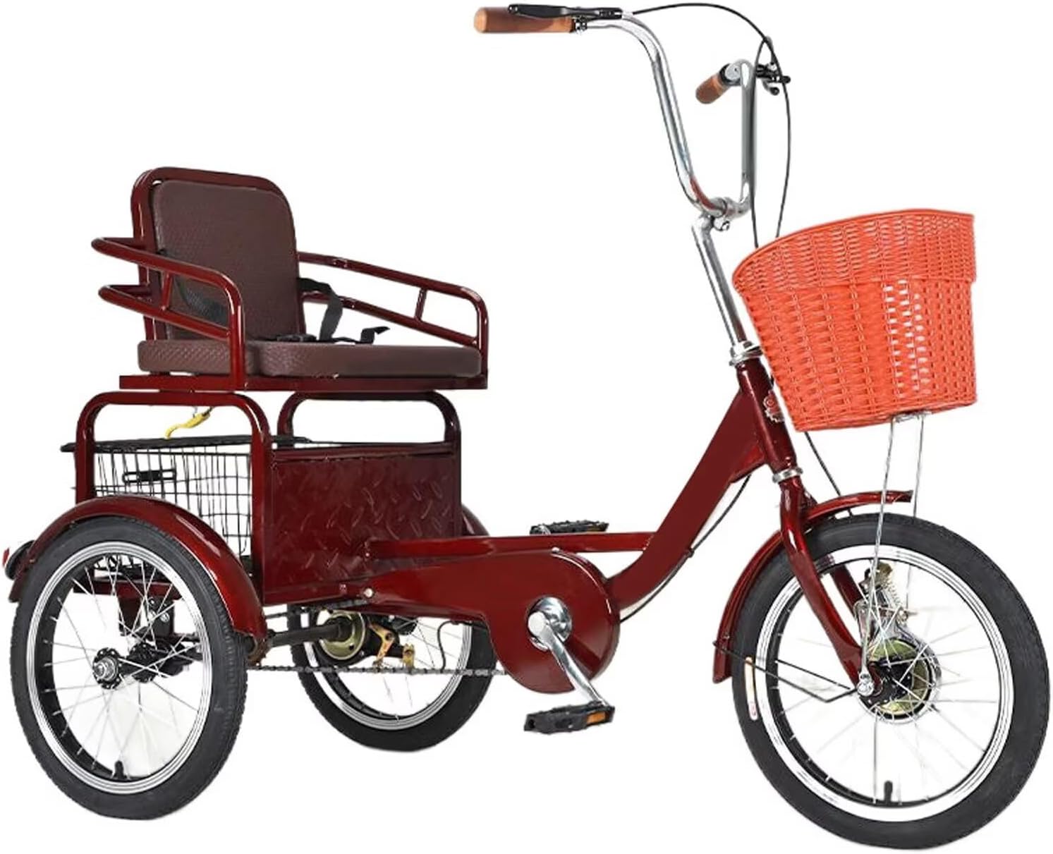 Elderly Tricycle for Exercising and Traveling,Large Sponge seat with backrest,Cruiser Trike for Senior and Adult,Front and Rear Brakes,3 Wheels Bicycles with Spoke hub Wheels