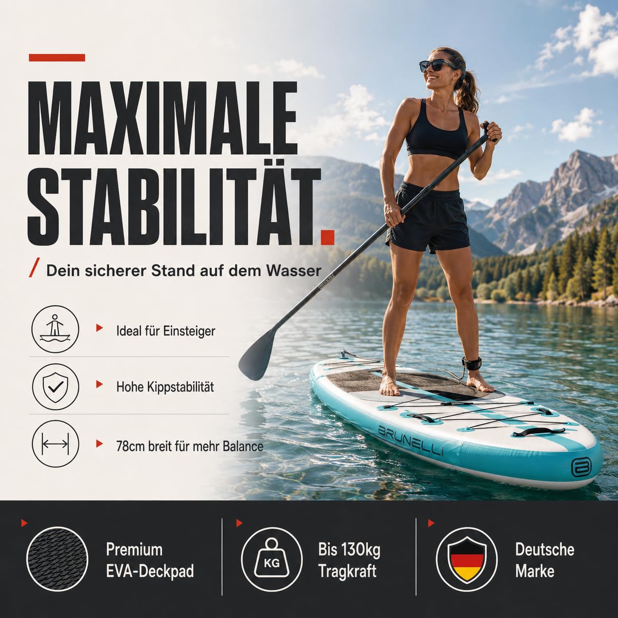 Brunelli 10.0 Premium SUP Board Stand Up Paddle iSUP Kayak Remo y Correa 305 cm