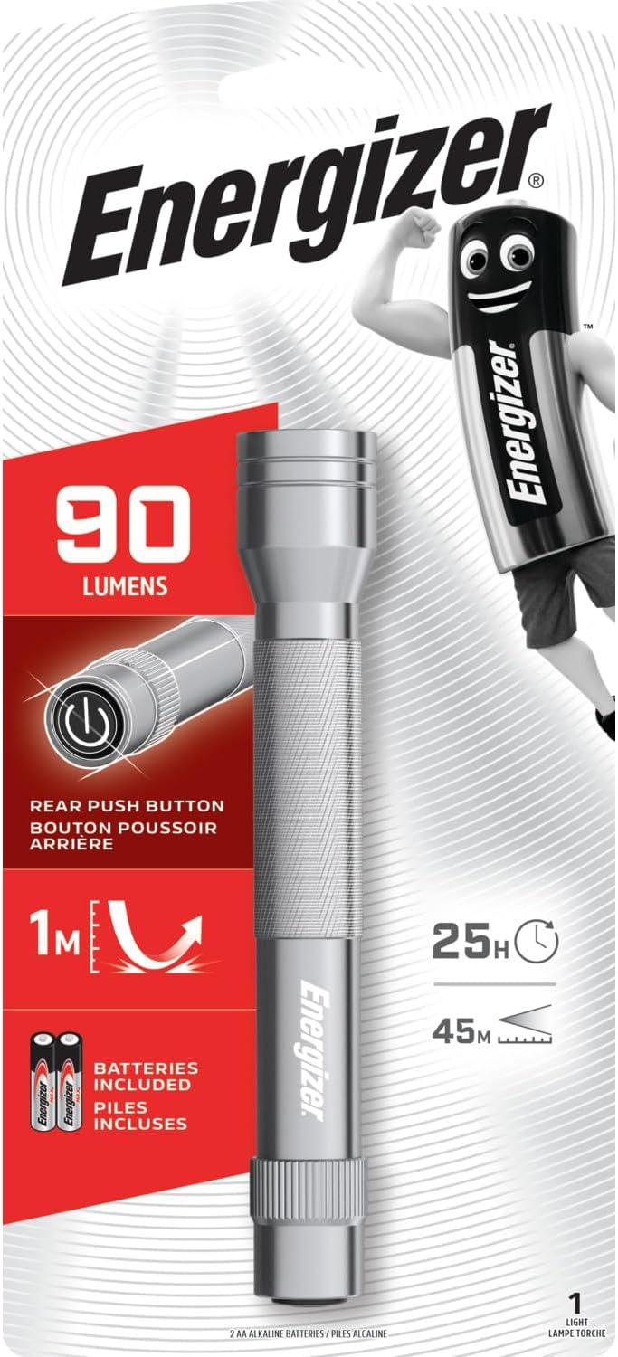 Metal Led Torch With 2 AA Batteries