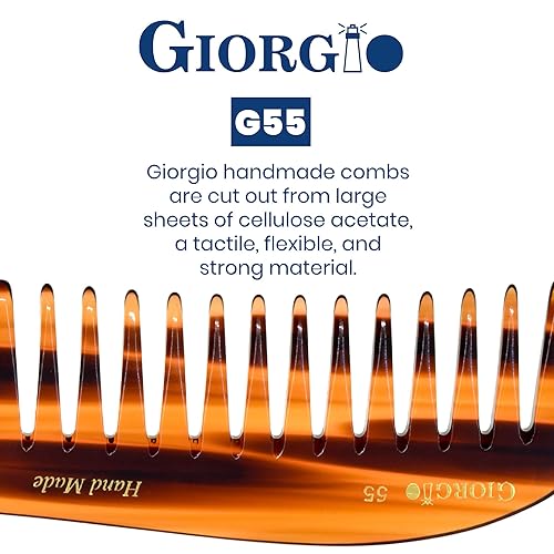 Miniatura 5 de Giorgio Peine de dientes anchos G55 para desenredar el cabello mojado, peine para desenredar el cabello de grosor fino a medio, peines para el