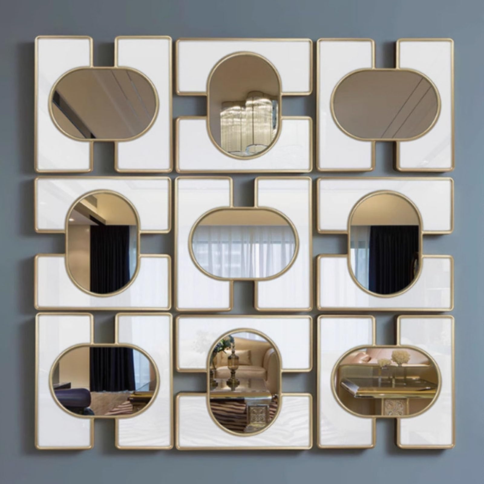 DAJIAYIQI Mirror Wall Decor, Modern Art Decorative Mirror, Wall Art Decor for Bedroom Living Room Entryway Dining Room Hallway(9pcs)
