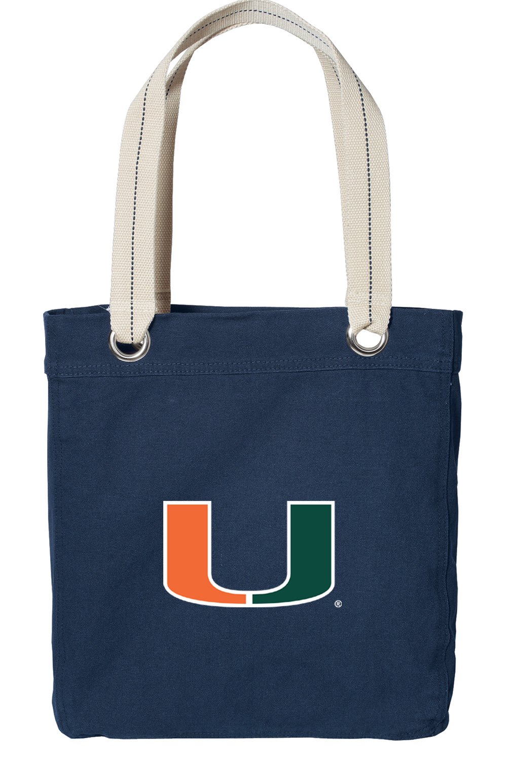 University of Miami Tote Bag RICH Dye Washed Navy COTTON CANVAS