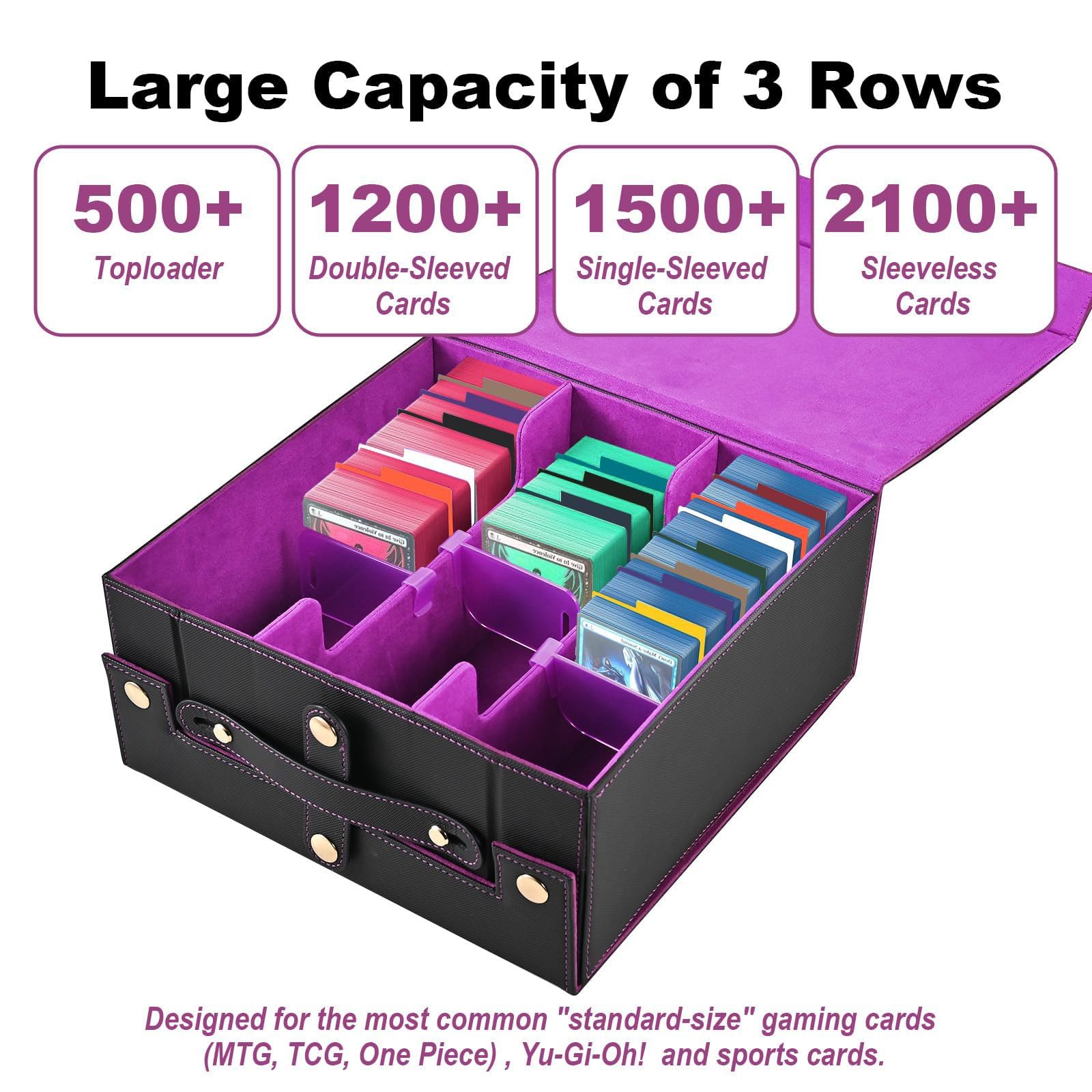 Per MTG Per CTG Impermeabile Cuoio DELL'UNITÀ di elaborazione Trading Card Storage Box 3 Row Caso Protettivo Chiusura