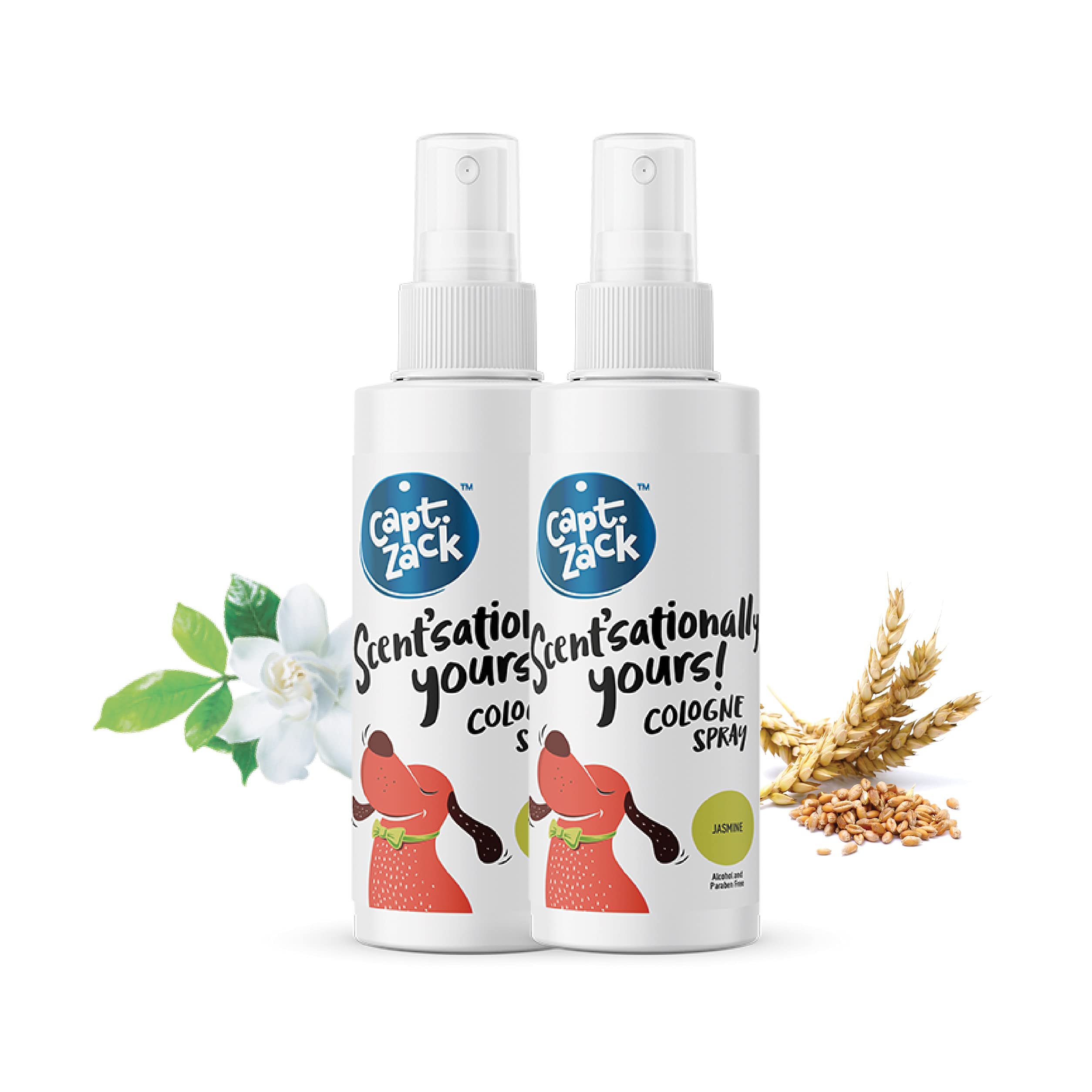 Captain Zack Scent’sationally Yours Jasmine Dog & Cat Cologne 100 ml |Pack of 2 | Alcohol Free | Controls Odour, Smell Remover & Keeps Coat Smelling Fresh | Daily Use Natural Pet Perfume Spray