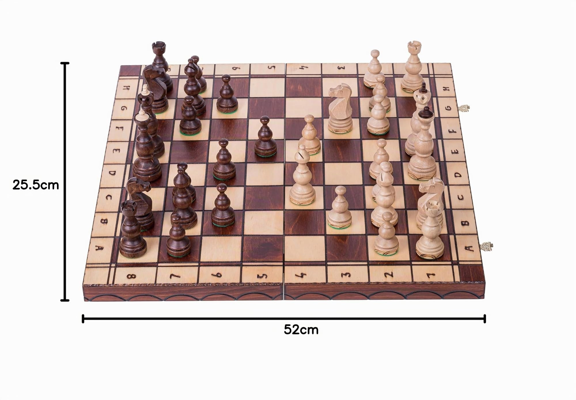 Schach aus Holz Schachspiel Legate + 2 x Damen - 48 x 48 cm Geschenkverpackung - Schachbrett & Schachfiguren Edel aus Holz