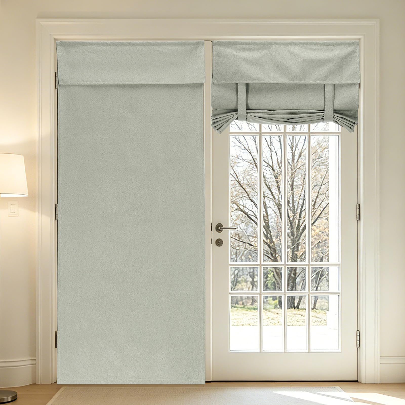 sourcing map 1 PC 100% Blackout Side Door Curtains, 66x203 cm French Door Window Curtain Thermal Insulated Tie Up Door Shade Decoration for Bedroom Kitchen Small Window Treatments, Sand