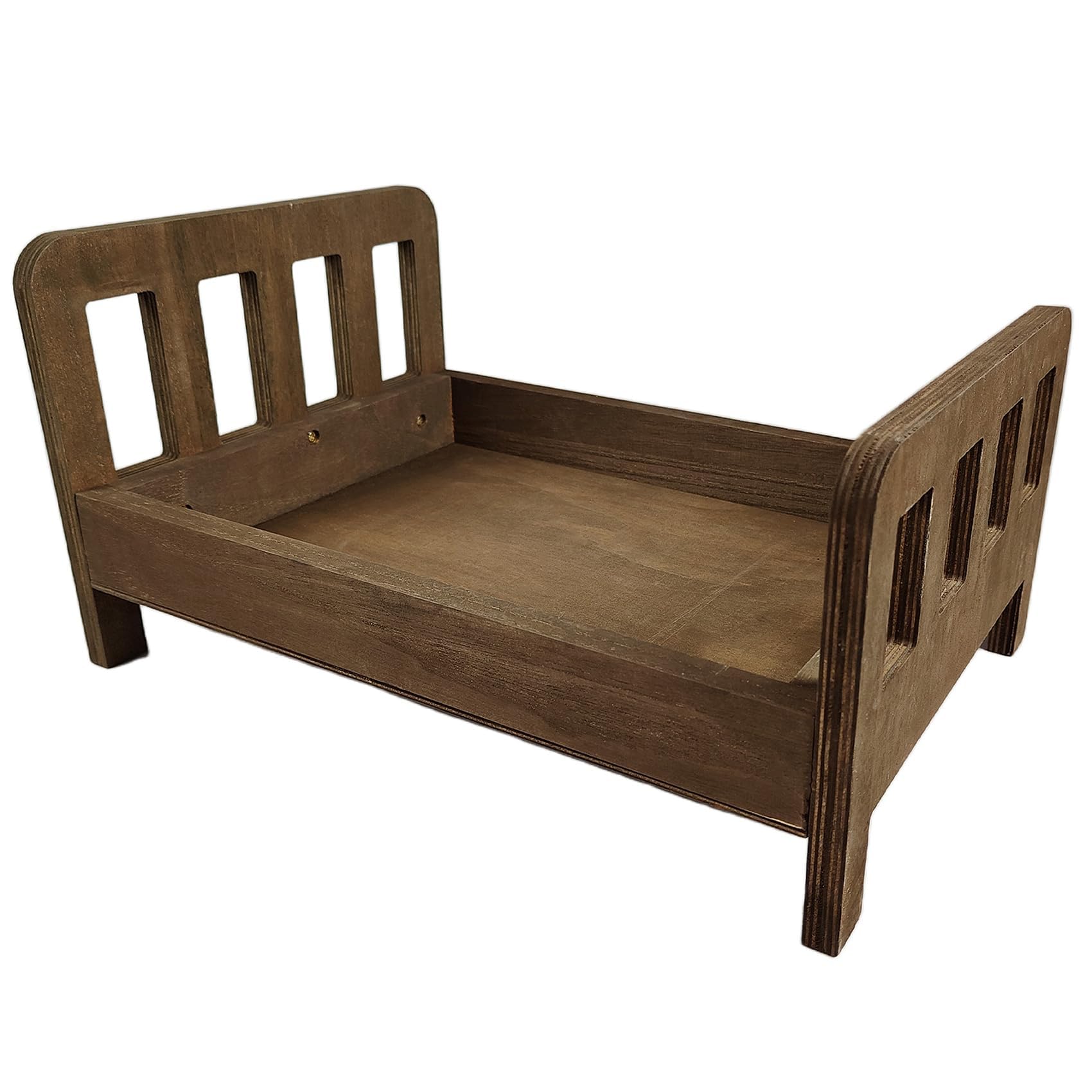 Accessoire photo de lit marron, accessoire de photographie pour nouveau-né, mini lit en bois, lit vintage pour bébé, lit de poupée, nid d'animal de compagnie