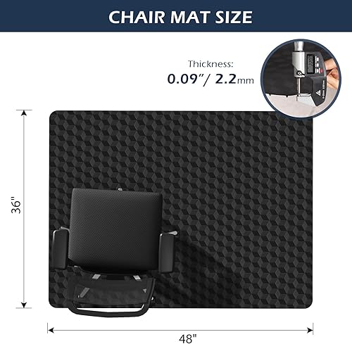 Miniatura 2 de SALLOUS Tapete para silla, 36 x 48 pulgadas, tapete resistente para silla para suelos alfombrados, protector de alfombra antideslizante con diseño