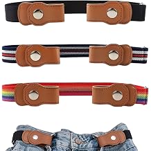3 Pcs Kids Buckle-Free Elastic Belts, Adjustable Invisible Stretch Waist Belts for Boys & Girls, 35-50cm Stretches to 85cm, Unisex No-Buckle Trousers Belts for School Uniform Daily Wear