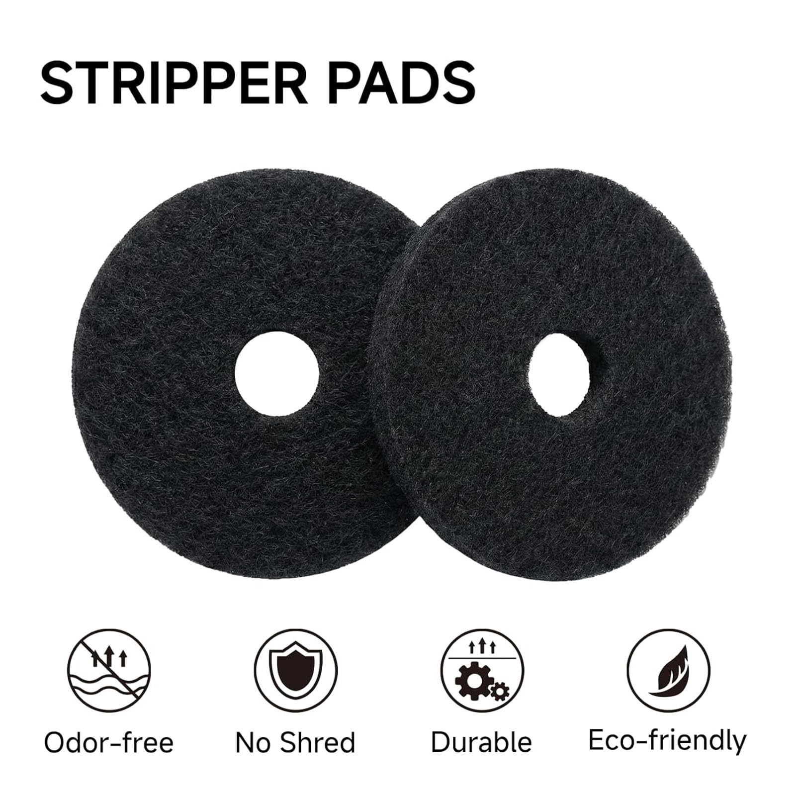 5 Almohadillas Negras para Decapado Suelos, 20 A 24 Pulgadas, Uso Comercial Intensivo para Fregadoras, Pulidoras Y Otras Máquinas Suelos, para La Eliminación Cera Y Revestimientos.(20IN)
