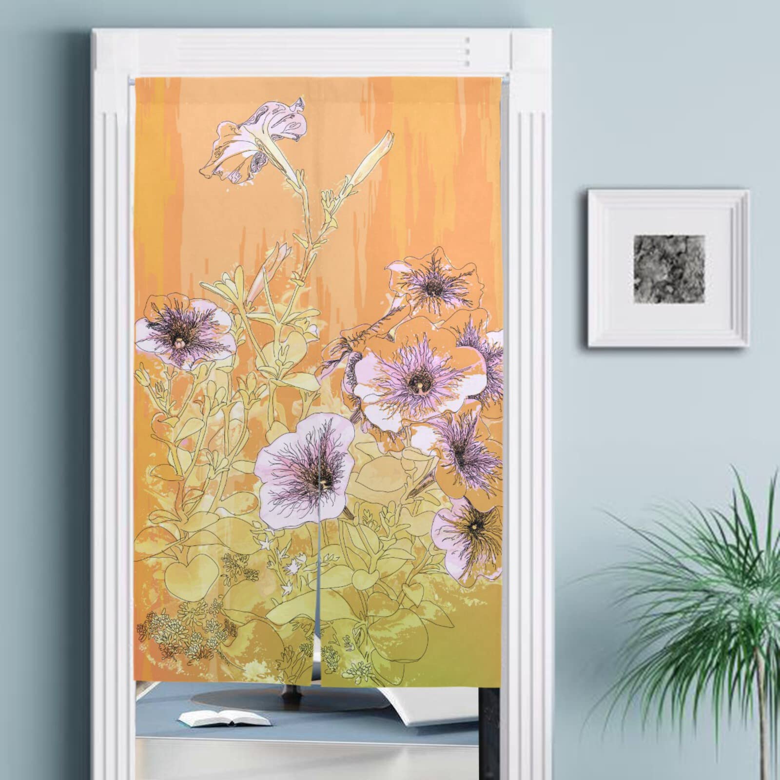 朝顔の花柄のれん Amazon.co.jp: のれん 絵画 朝顔 オレンジ 花柄 あさがお ILIUEND 暖簾