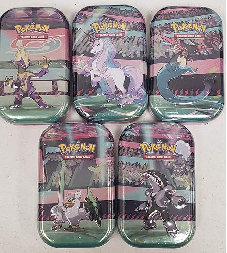 Pokemon Galar Power - Juego de mini latas de refuerzo los 5 personajes! 10 paquetes de refuerzo Incluye latas Rapidash, Obstagoon, Sirfetch'd y