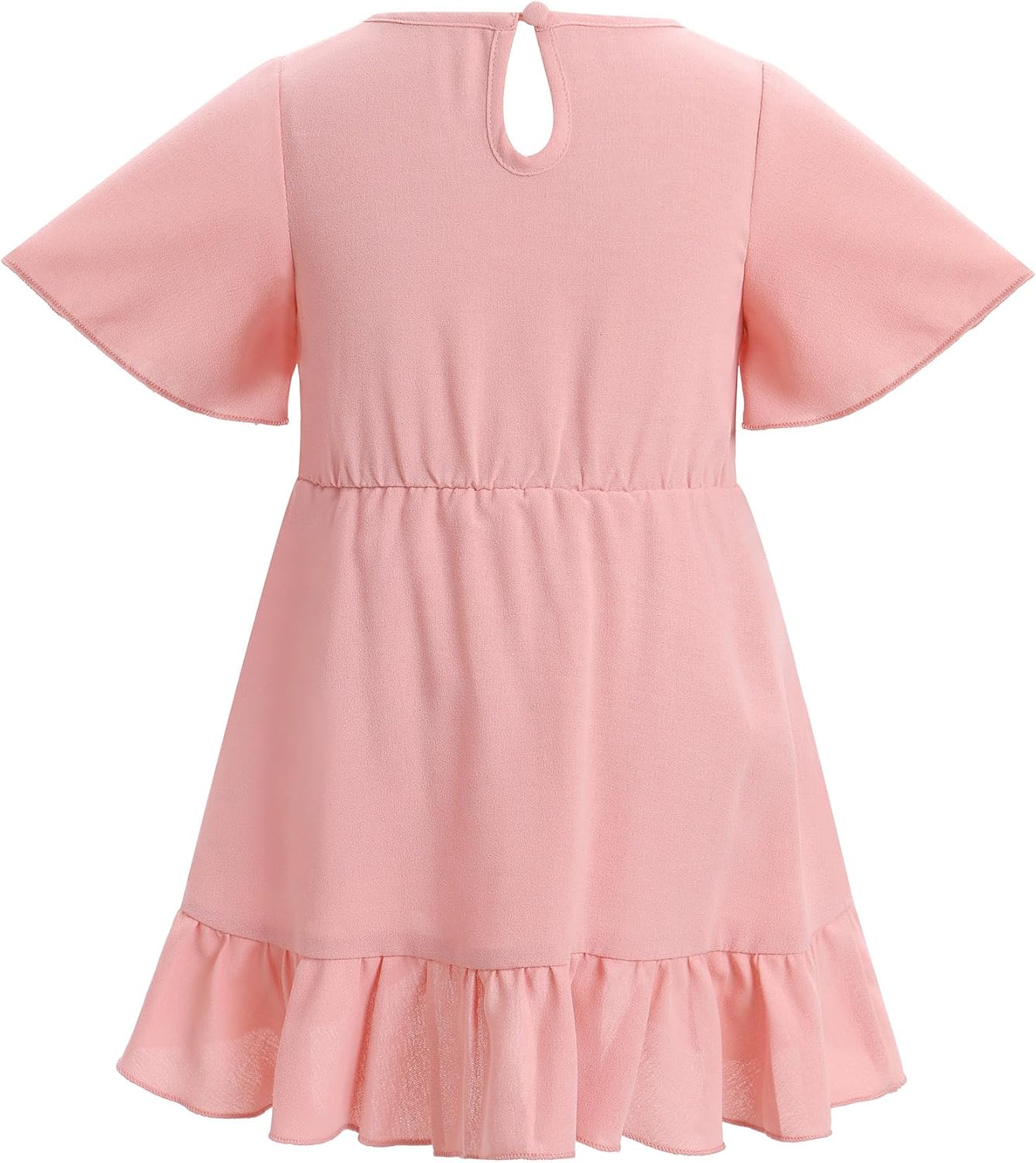 AWIBMK Boho Mommy and Me Dress Summer Holiday Casual Ruffle Sleeve V-Neck Midi A-Line High Low Dresses with Belt - Image 4