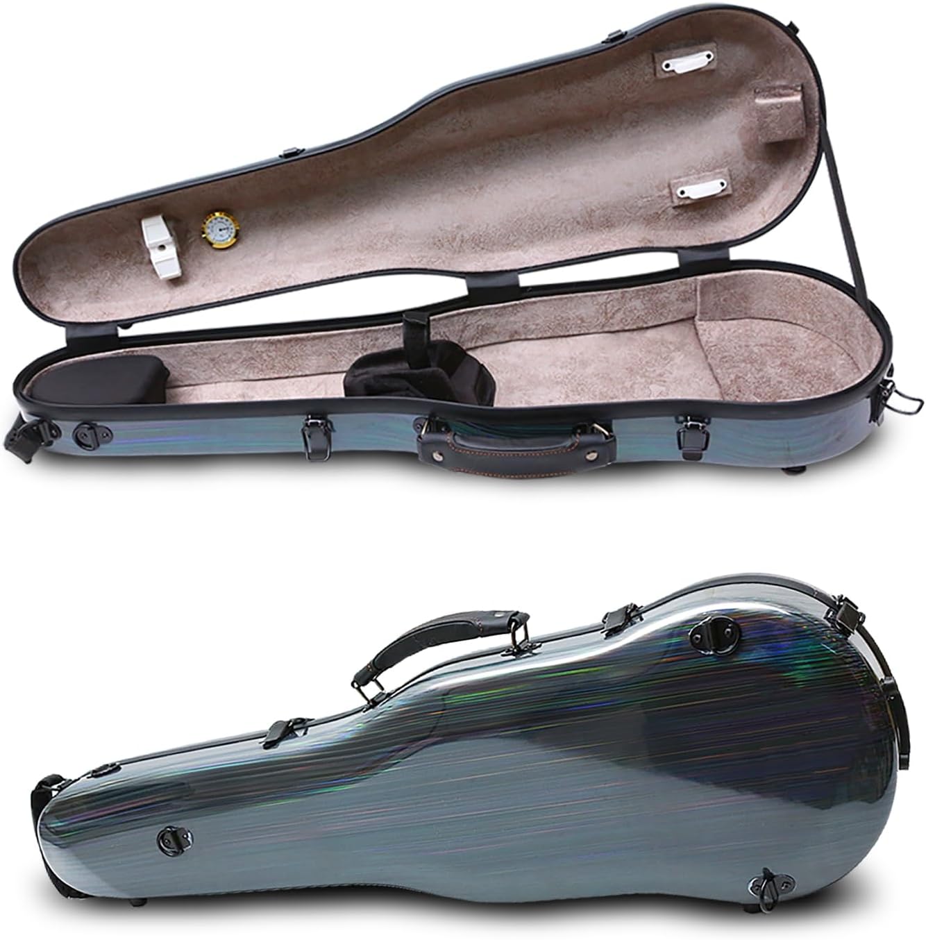 Hard Violin Case 4/4 streamline shaped shell with BackStraps,external storage bag Mixed carbon fiber Lightweight (colorful)