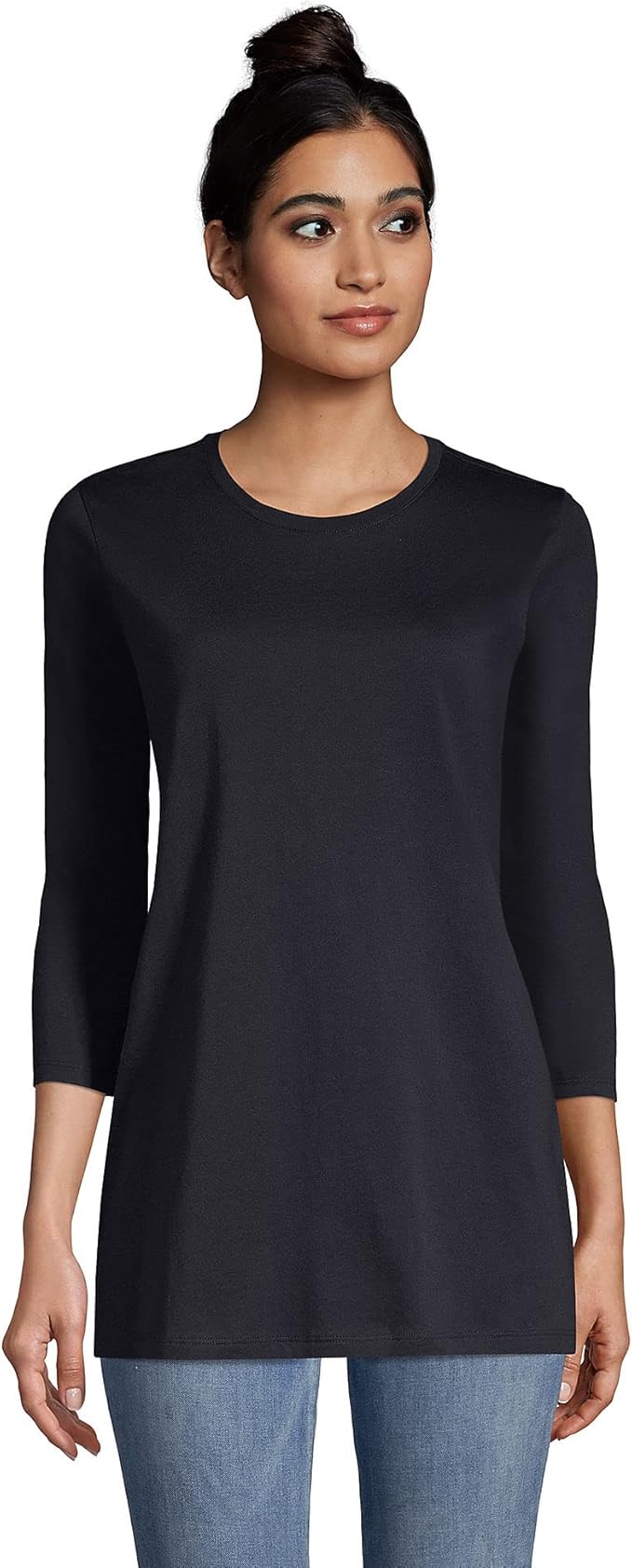 Lands' End Women's Tall 3/4 Sleeve Supima Cotton Crewneck Tunic