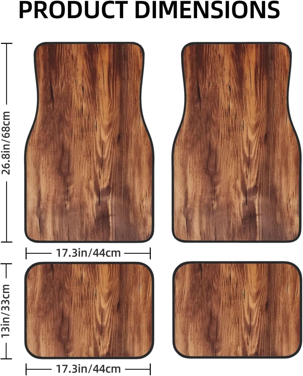 Universal Car Floor Mats 4 Piece Floor Mats for Car Brown Wood Grain Automotive Floor Mats Car Mat for SUV Non-Slip Car Carpet Car Liner Decor Accessories Automotive Mats Fit for SUV Van Truck image 2