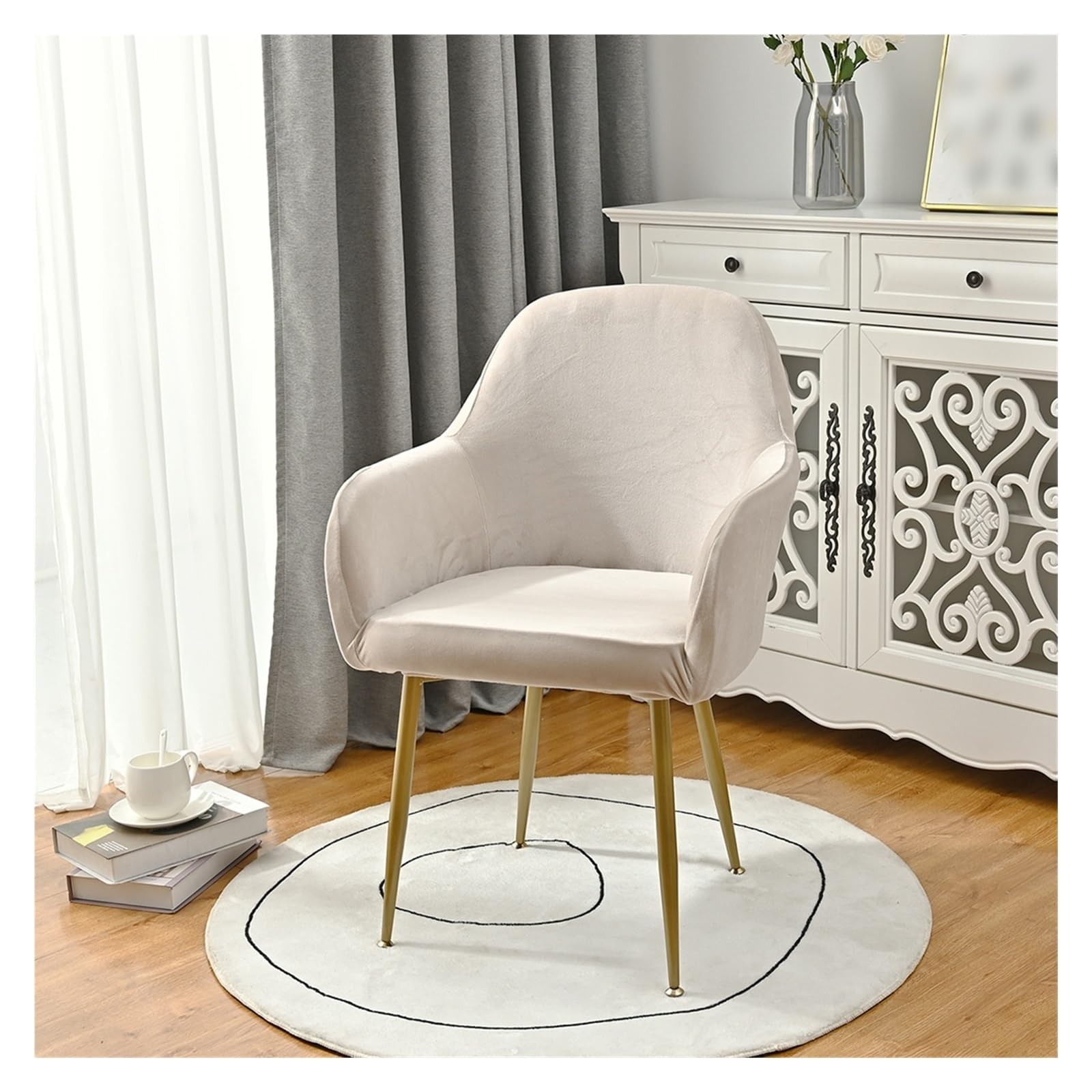 ADRLOPFE Chair Cover High Armchair Cover Elastic Velvet Chair Covers Fabric Washable Dining Slipcovers Office(Color 1)