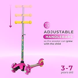 Voyager - Barney Self Balancing Kick Scooter with Light Up Wheels, Extra Wide Deck, 3 Wheel Platform, Foot Activated Brake, 75 lbs Limit, Kids & Toddlers Girls or Boys, for Ages 3 and Up