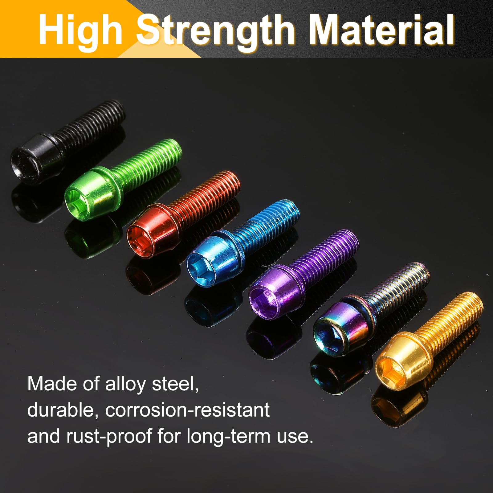 6 Bulloni Esagonali Per Pinza Freno A Disco MTB - M5x18mm - Acciaio Legato, Nero - Sourcing Map