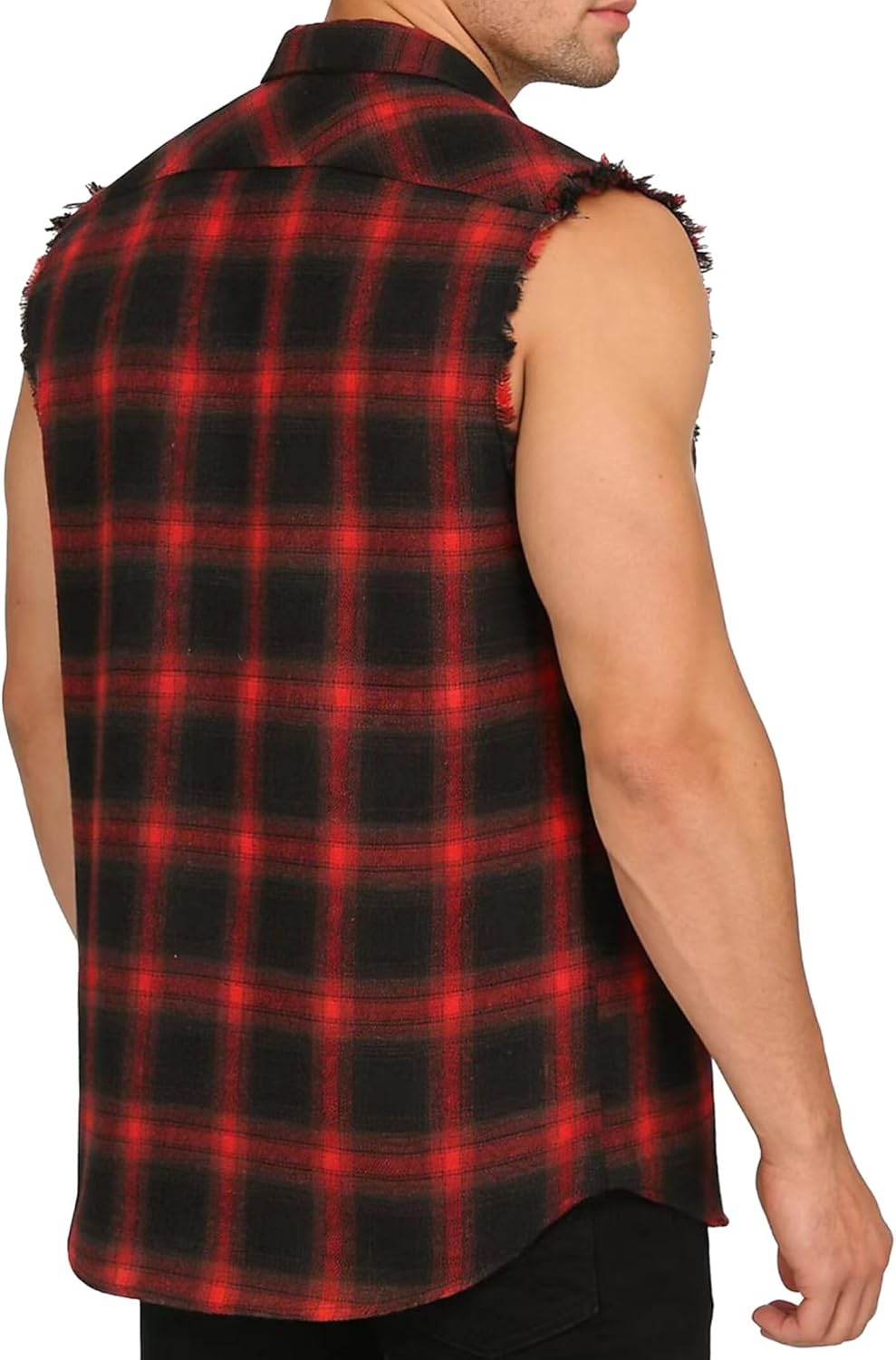 Men's Flannel Sleeveless Shirt Casual Button Down Vest Shirts - Image 5