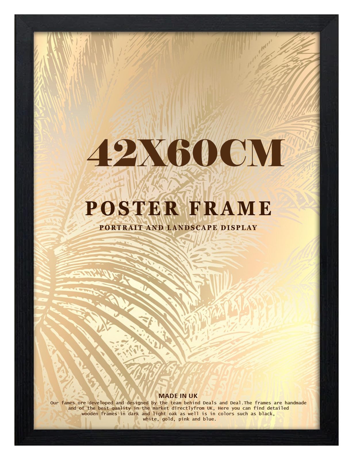DEALS ON DEAL® Flat Black Finish Photo/Picture/Certificate/Poster Frame 42x60 cm Jigsaw Puzzle Frame MDF Wooden Solid MDF Wood Clear Acrylic Styrene Front Portrait/Landscape