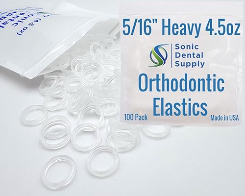 Bandas elásticas ortodónticas de 5/16 pulgadas, pesadas, 4.5 onzas, paquete de 100 unidades, sin látex transparente, pequeñas, frenos, trenzas de