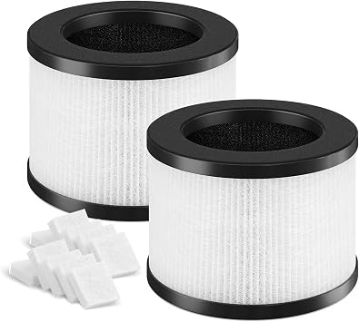 SAKEGDY TZ-K1 Replacement Filter Compatible with ToLife TZ-K1 Air Clean Purifier, AROEVE MK01 MK06 / Kloudi DH-JH01/FreAire KN-6391RGB,3-IN-1 Main Filter for Smoke Pollen Dander, 2 Pack White