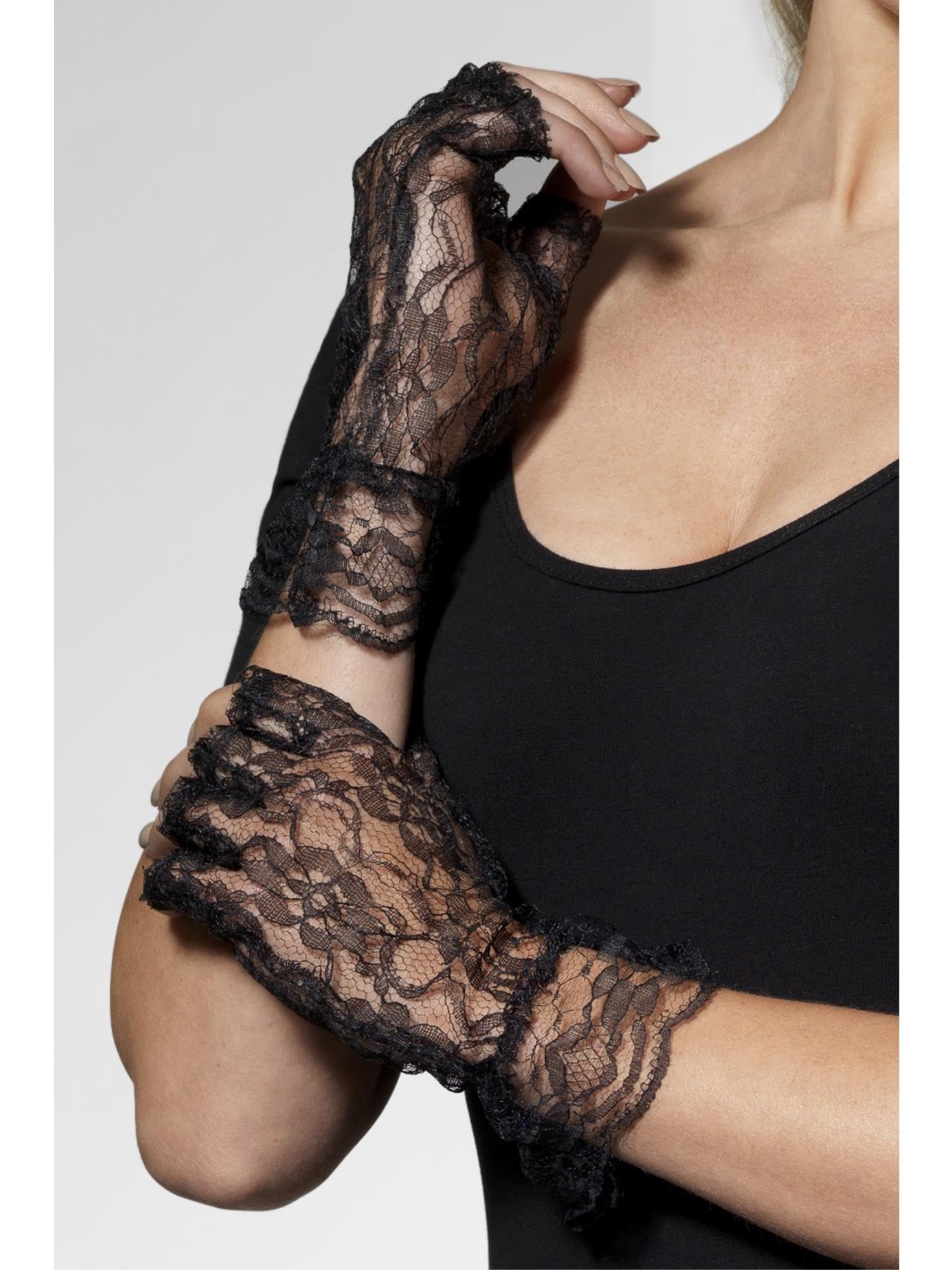 Fingerless Lace Wrist Gloves in White or Black