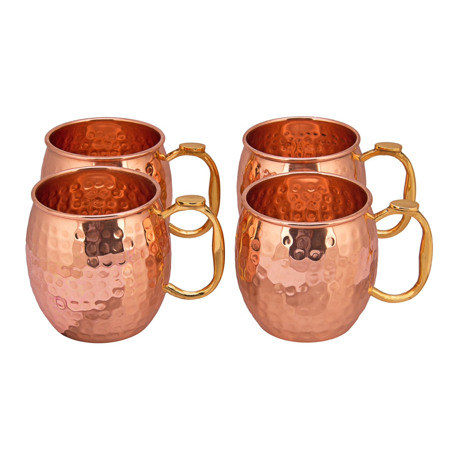 Aakrati Devyom Copper Mugs (Set of 4) | PREMIUM QUALITY |475 ML|Solid Copper Moscow Mule, Hammered Finish, Extra Shine | 100% Genuine Product| PATIO