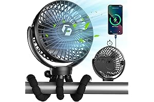 Stroller Fan, 12000mAh Rechargeable Battery Operated Fan Portable