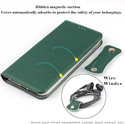 Miniatura 4 de Havaya Funda de piel auténtica para iPhone 12 Pro con tarjetero para iPhone 12, funda tipo cartera para mujeres, iPhone 12 Pro, funda tipo cartera