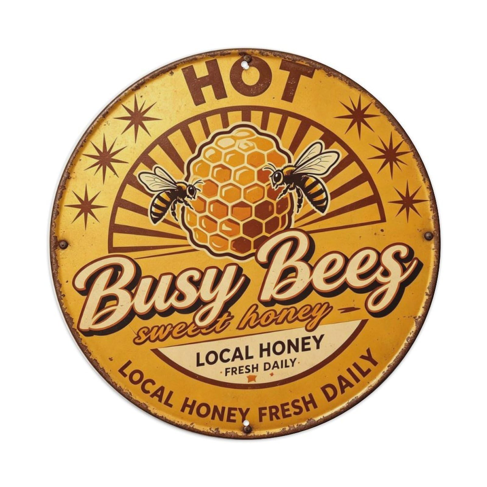 Busy Bees Sweet Honey Metal Tin Sign Plaque