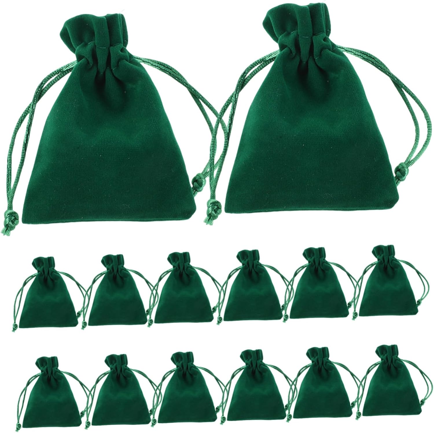 SEWACC 20pcs Emerald Soft Velvet Drawstring Dice Bags for Gaming Storage